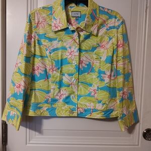 A. Byer Women's Floral Blazer - Blue and Green